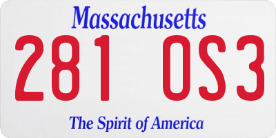 MA license plate 281OS3