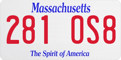MA license plate 281OS8