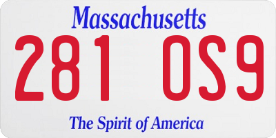 MA license plate 281OS9