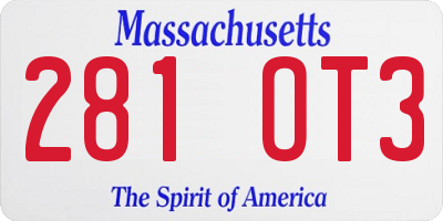 MA license plate 281OT3