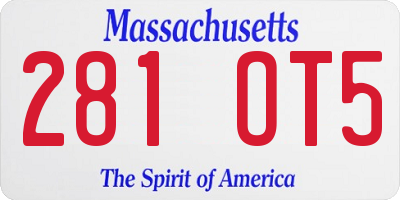 MA license plate 281OT5