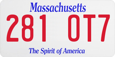 MA license plate 281OT7
