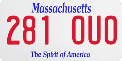 MA license plate 281OU0