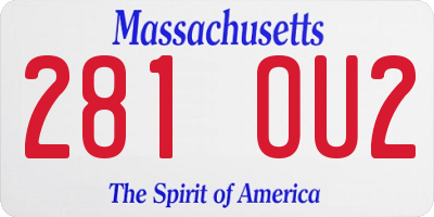 MA license plate 281OU2
