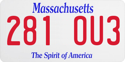 MA license plate 281OU3