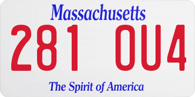 MA license plate 281OU4