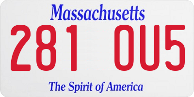 MA license plate 281OU5