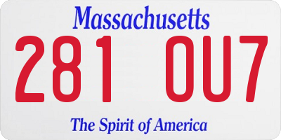 MA license plate 281OU7