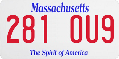 MA license plate 281OU9