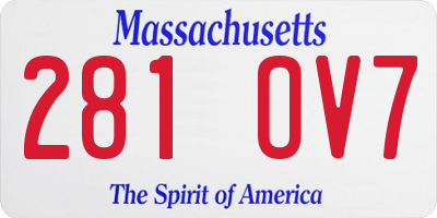 MA license plate 281OV7