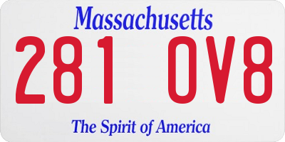 MA license plate 281OV8