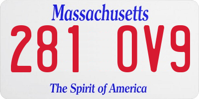 MA license plate 281OV9
