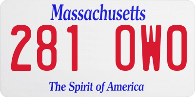 MA license plate 281OW0