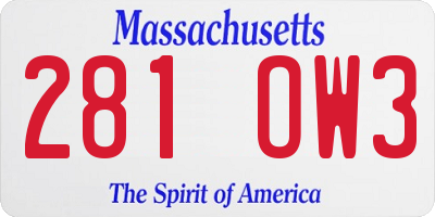 MA license plate 281OW3