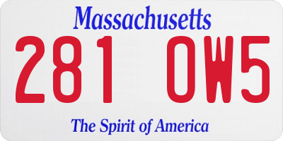 MA license plate 281OW5