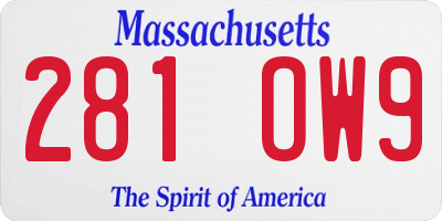 MA license plate 281OW9