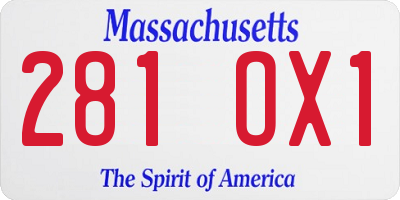 MA license plate 281OX1