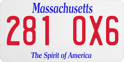 MA license plate 281OX6