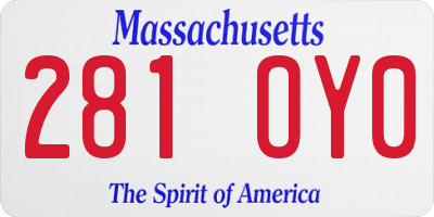 MA license plate 281OY0