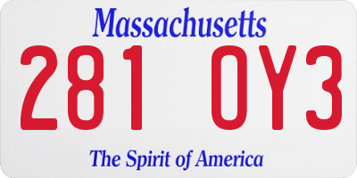 MA license plate 281OY3