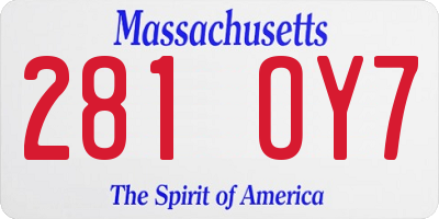 MA license plate 281OY7