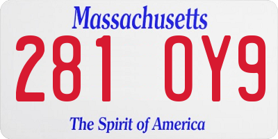 MA license plate 281OY9