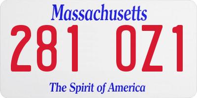 MA license plate 281OZ1