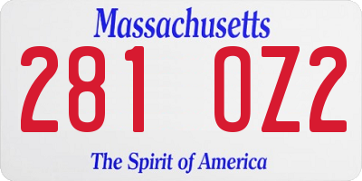 MA license plate 281OZ2