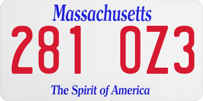 MA license plate 281OZ3