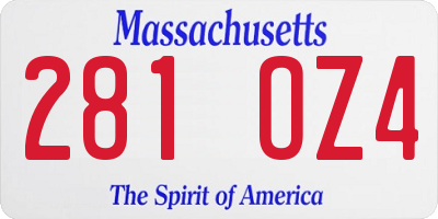 MA license plate 281OZ4