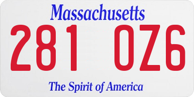 MA license plate 281OZ6