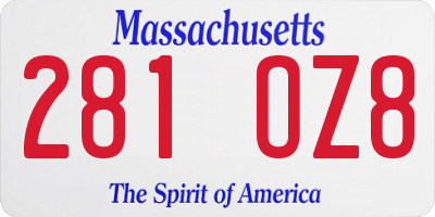 MA license plate 281OZ8