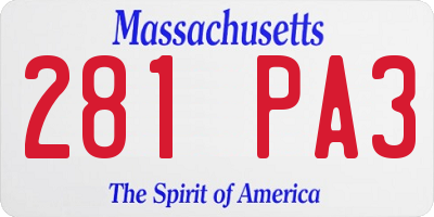MA license plate 281PA3
