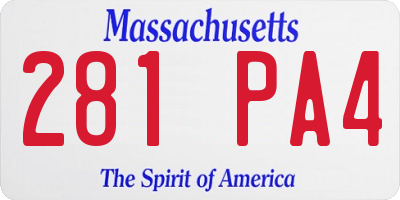MA license plate 281PA4