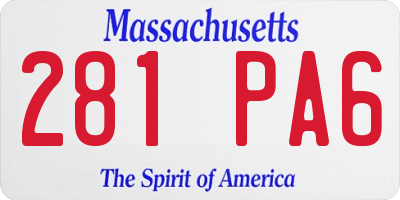 MA license plate 281PA6
