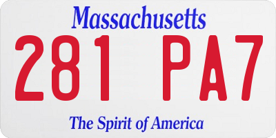 MA license plate 281PA7