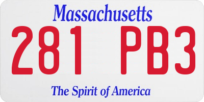 MA license plate 281PB3
