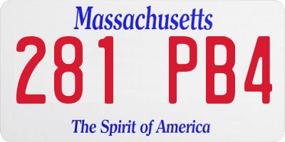 MA license plate 281PB4