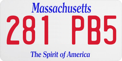 MA license plate 281PB5
