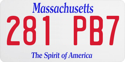 MA license plate 281PB7