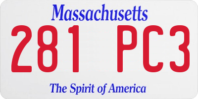 MA license plate 281PC3