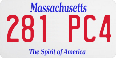 MA license plate 281PC4