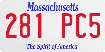 MA license plate 281PC5