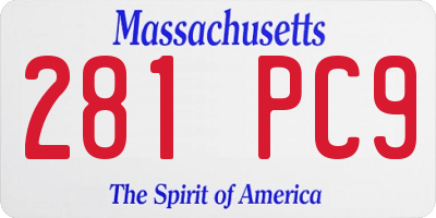 MA license plate 281PC9