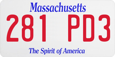 MA license plate 281PD3