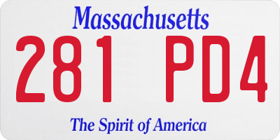MA license plate 281PD4