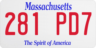 MA license plate 281PD7