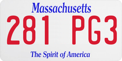 MA license plate 281PG3