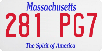MA license plate 281PG7