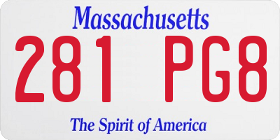 MA license plate 281PG8